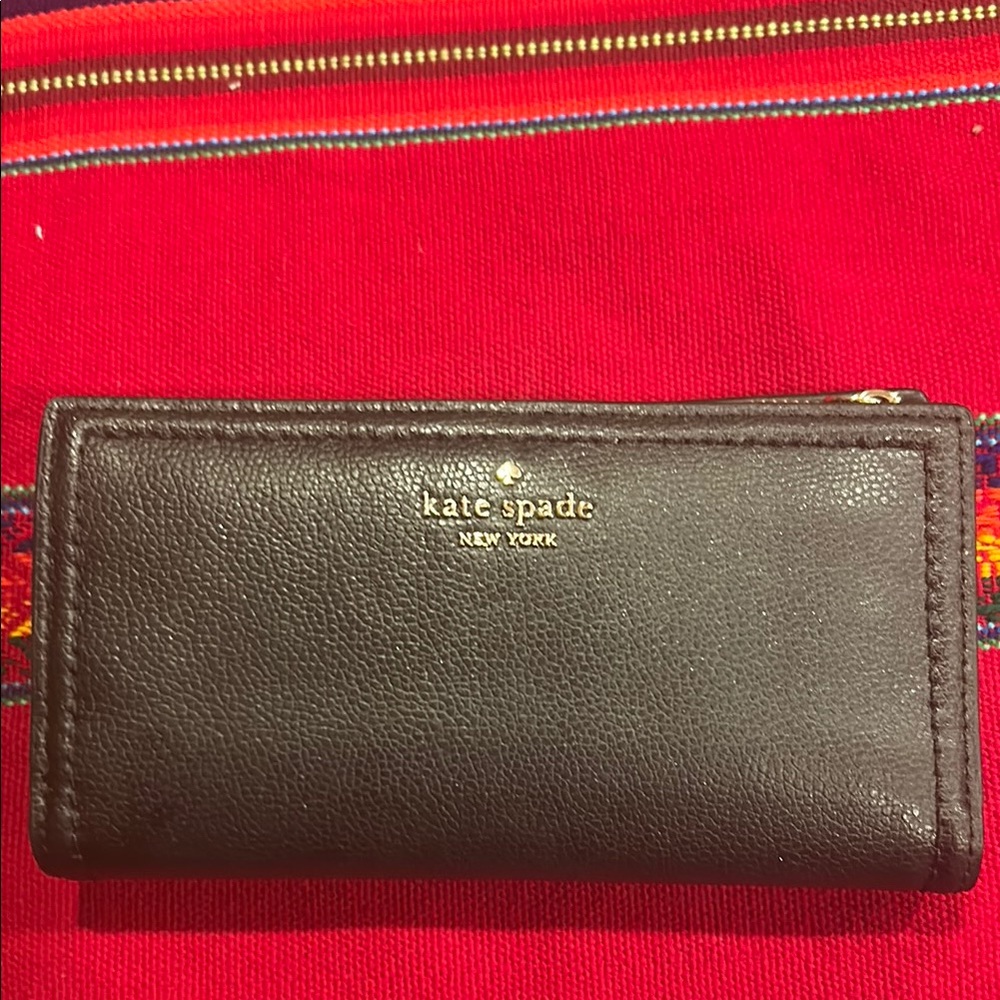 Kate Spade Black Wallet with Gold Logo